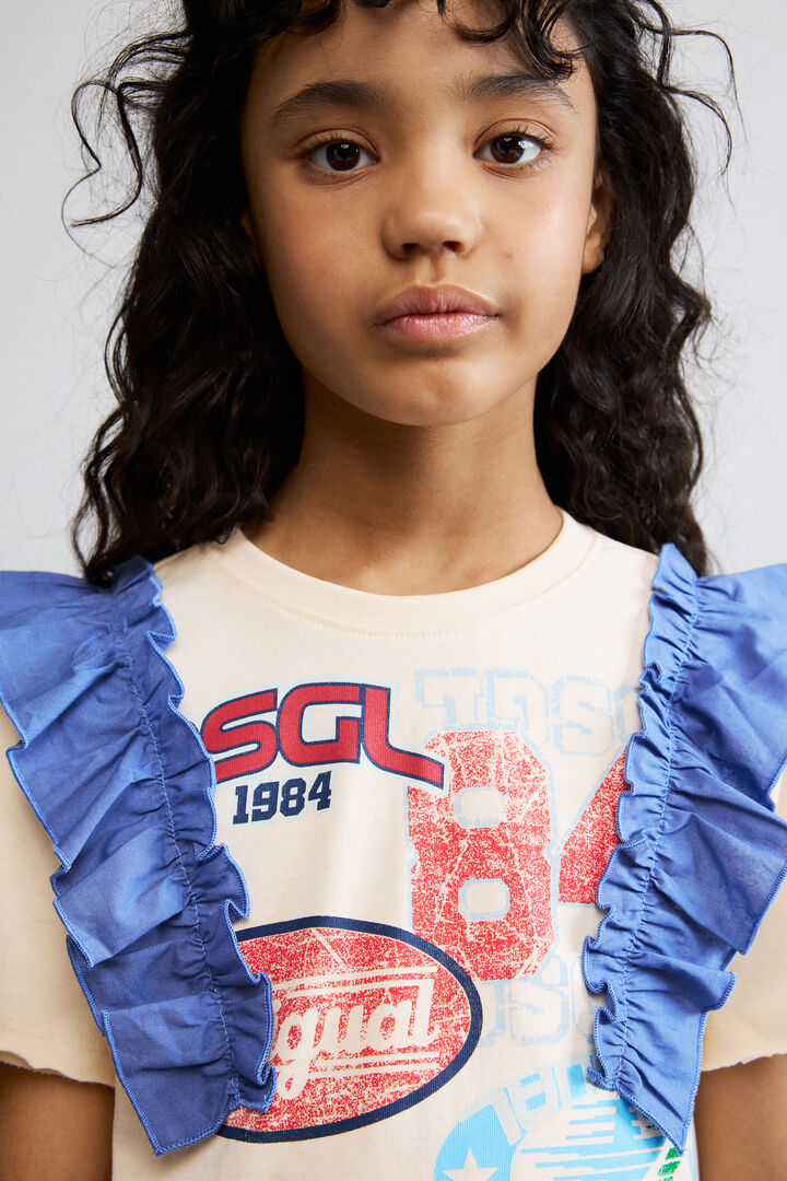 Printed ruffle T-shirt