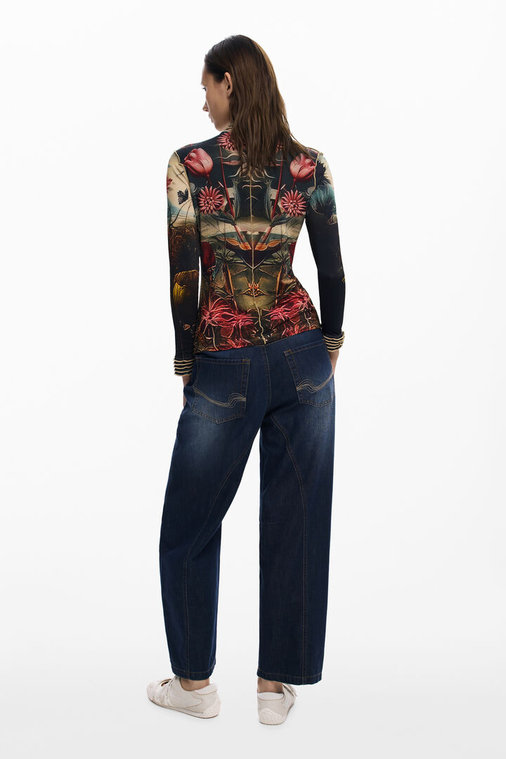 Camiseta ribeteado rosas | Desigual