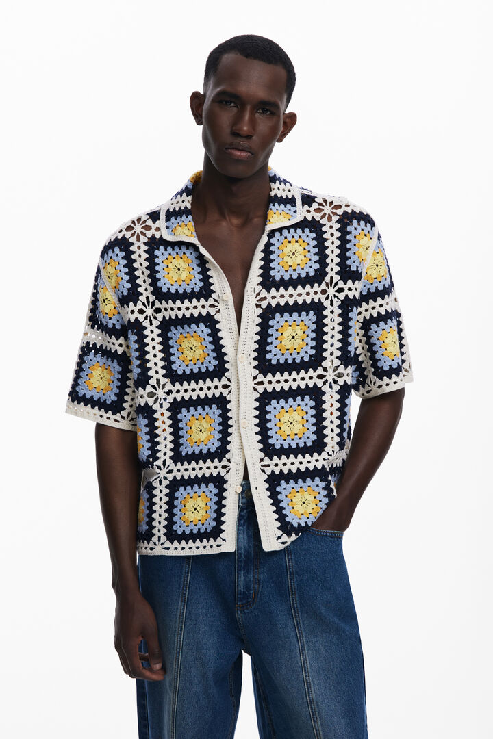 Crochet short-sleeve shirt