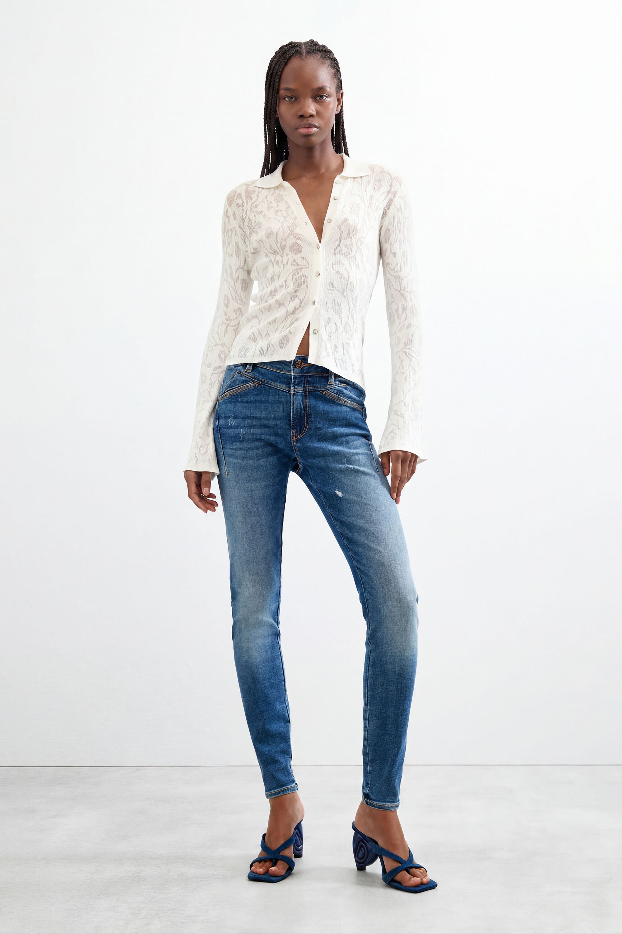 Desigual Donna Blu Pantaloni Jeans Skinny, 34