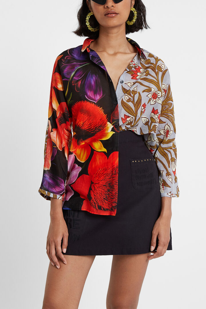 Silk and cotton asymmetric blouse Designed by M. Christian Lacroix | Desigual