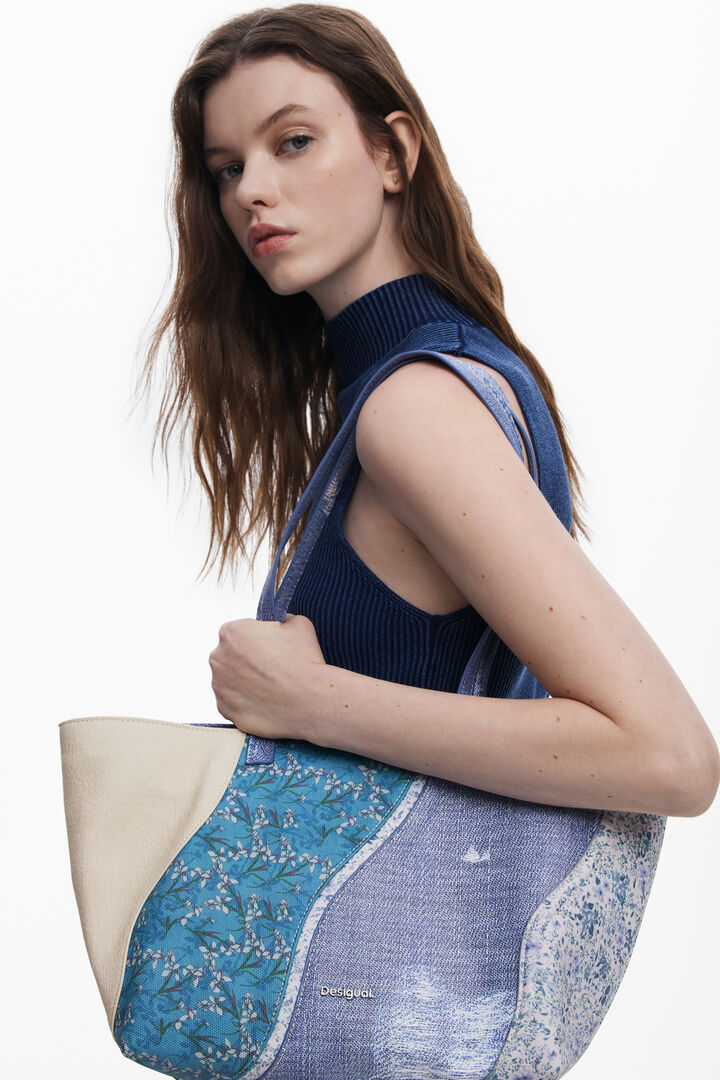 Large patch denim crossbody bag | Desigual