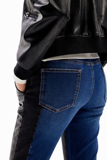 Ozke jeans hlače iz kontrastnih materialov | Desigual