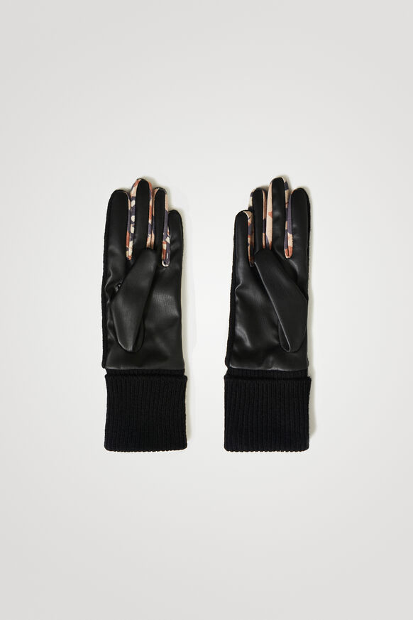 Handschoenen van twee stoffen met animal patch | Desigual