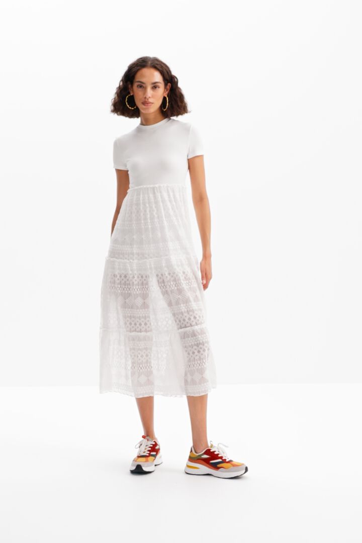 Vestido combinado midi tul | Desigual