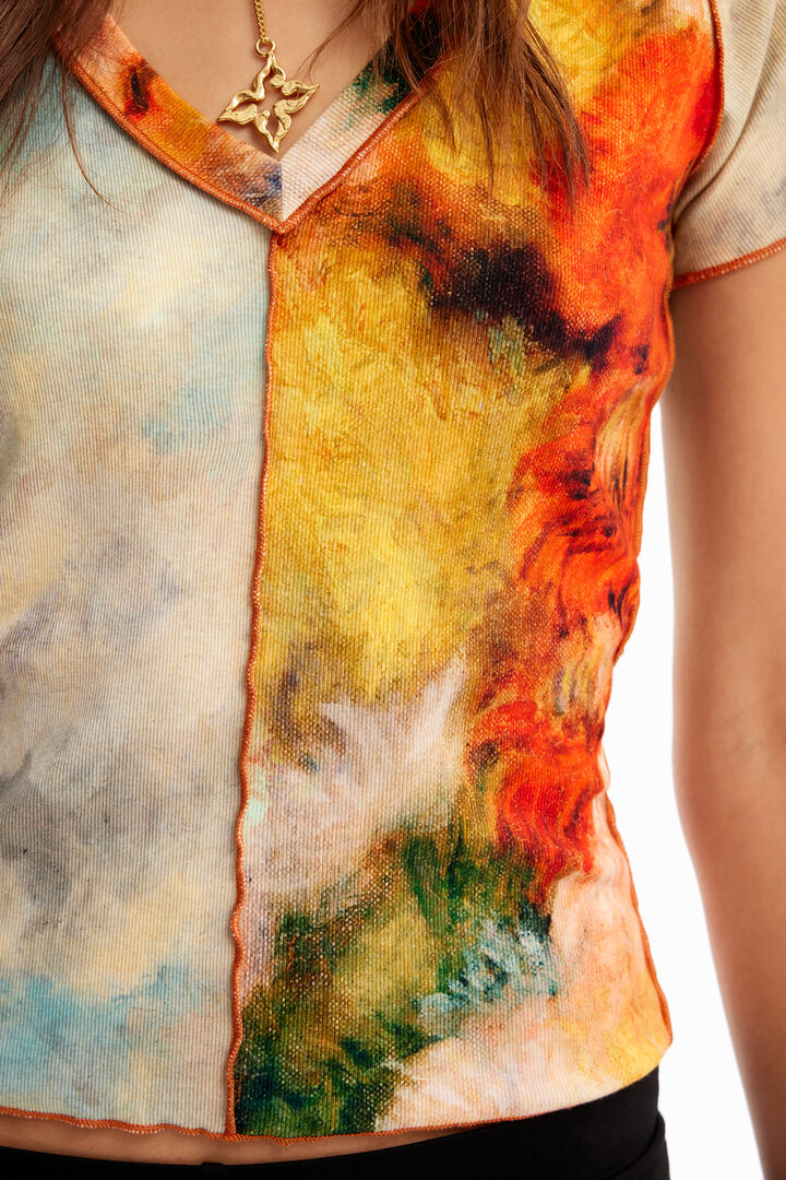 Samarreta slim màniga curta patch flors | Desigual