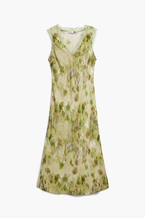 COLLINA STRADA SATIN FLORAL DRESS