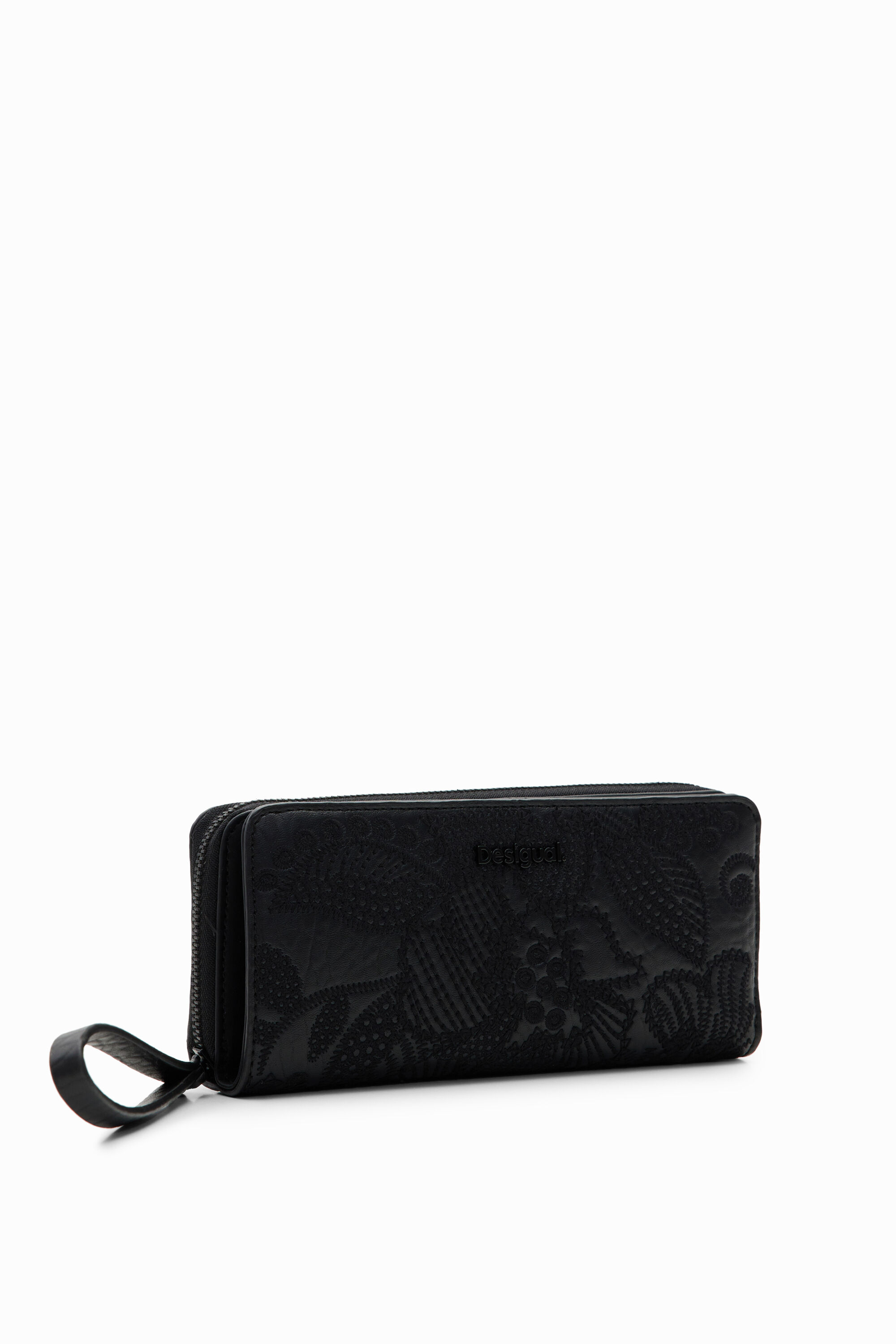 Cartera grande bordado flores - BLACK - U