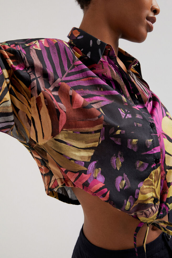 Tropische, schwarze Bluse | Desigual