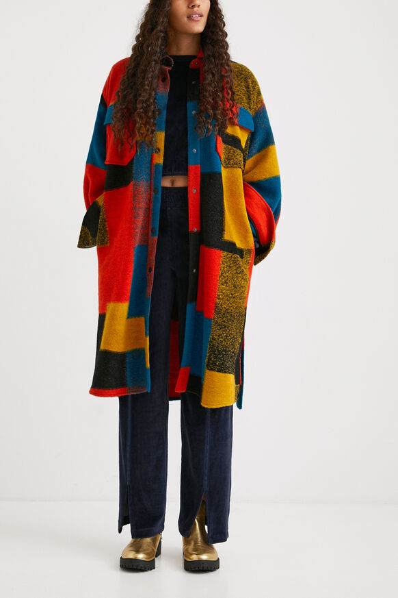 Manteau long loose laine couleurs | Desigual