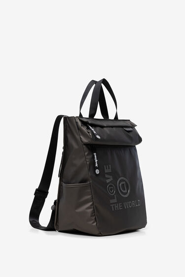 LOVE THE WORLD backpack in reflective canvas