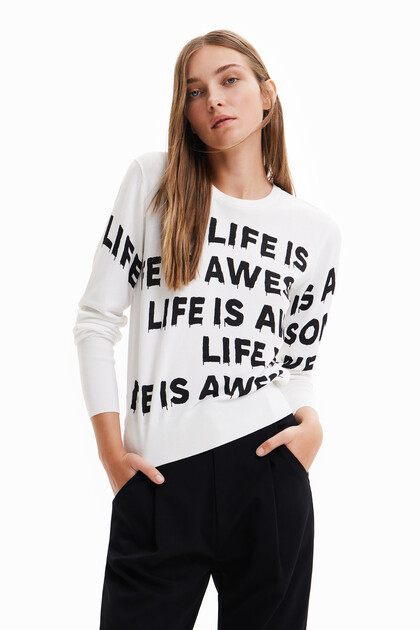 Cropped "Life is awesome" jumper
