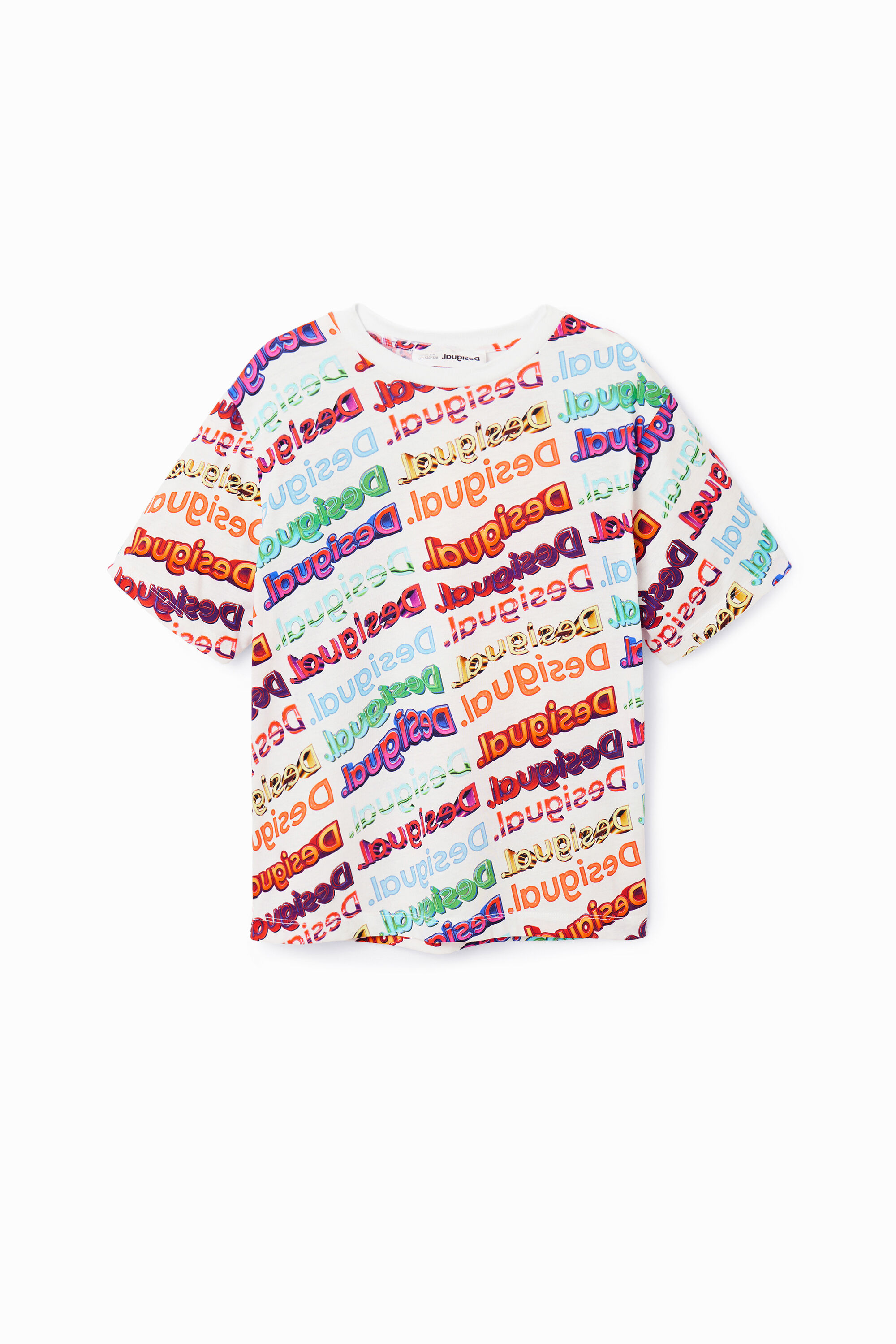 Desigual, Shirt 3-D-Logos, Baumwolle, Weiß, 5/6
