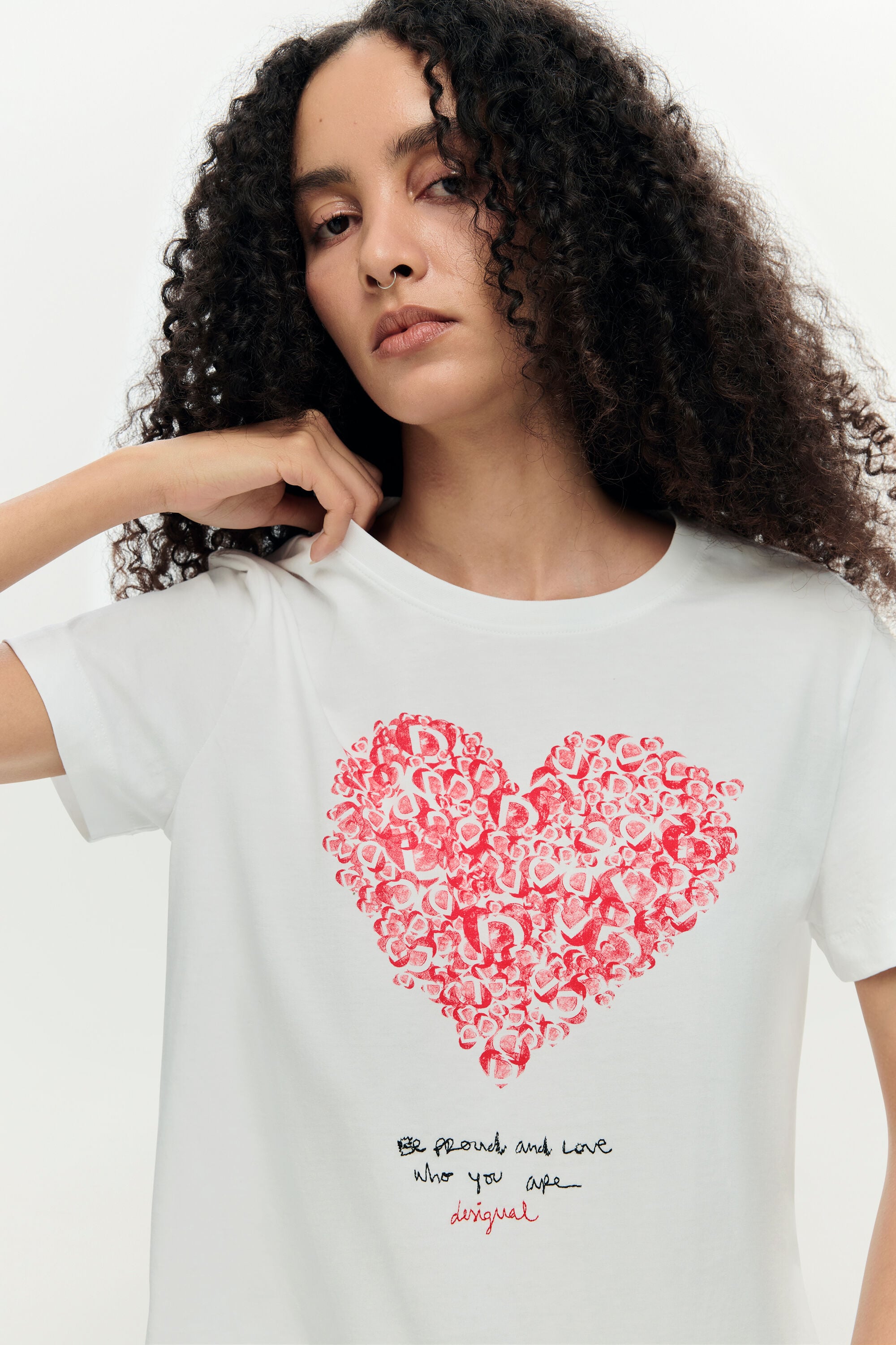 ハート柄半袖Tシャツ ホワイト 女性用 I Desigual.com