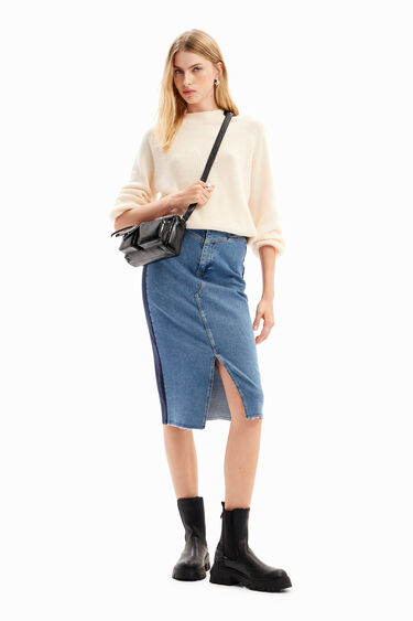 Faldilla midi denim franja | Desigual