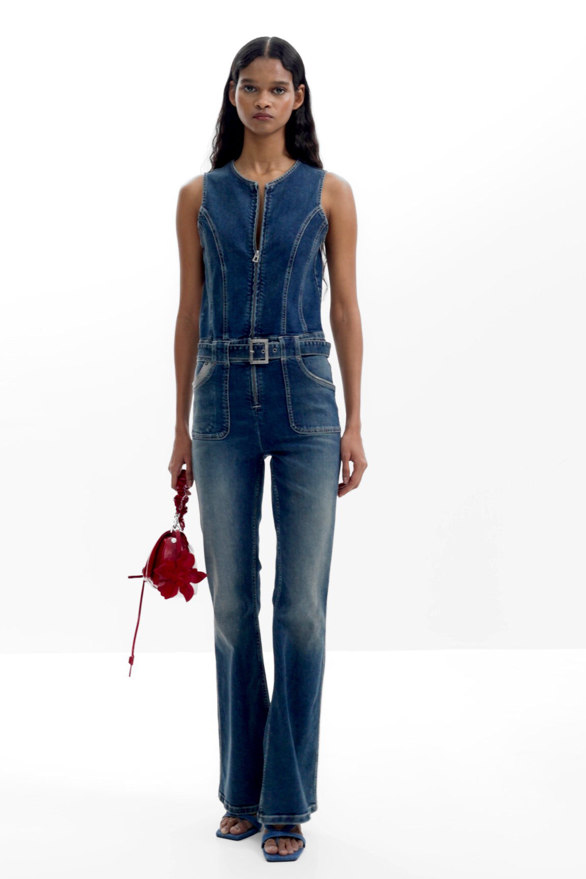 【ept】 ★ DIVE DENIM ★ 女性用 Women's Denim midi skirt with slit | Blue | Diesel