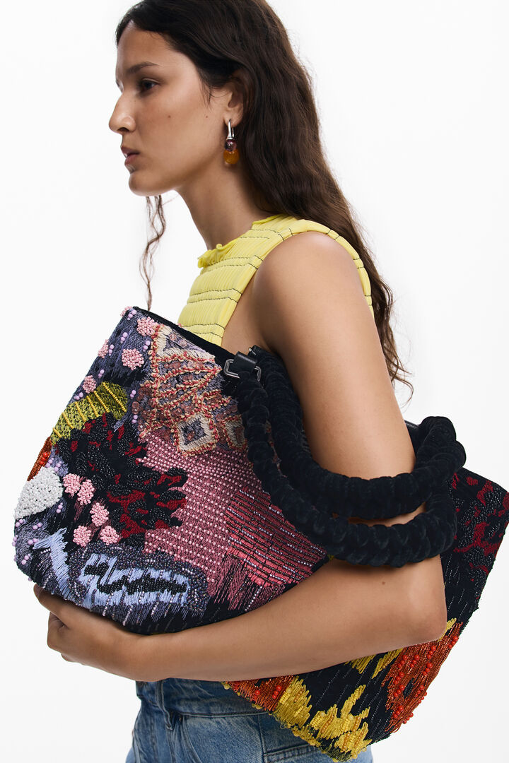 Medium beaded shoulder bag | Desigual