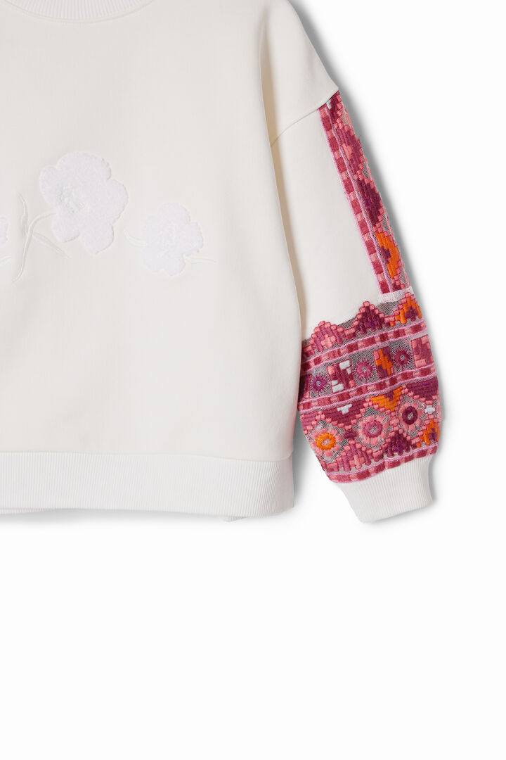 Sweat-shirt froncé broderies | Desigual