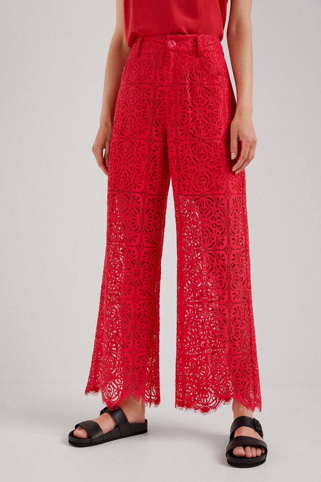 Sheer lace trousers