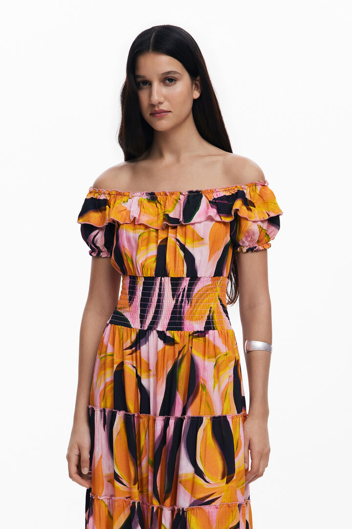 Bardot dress with ruffles | Desigual