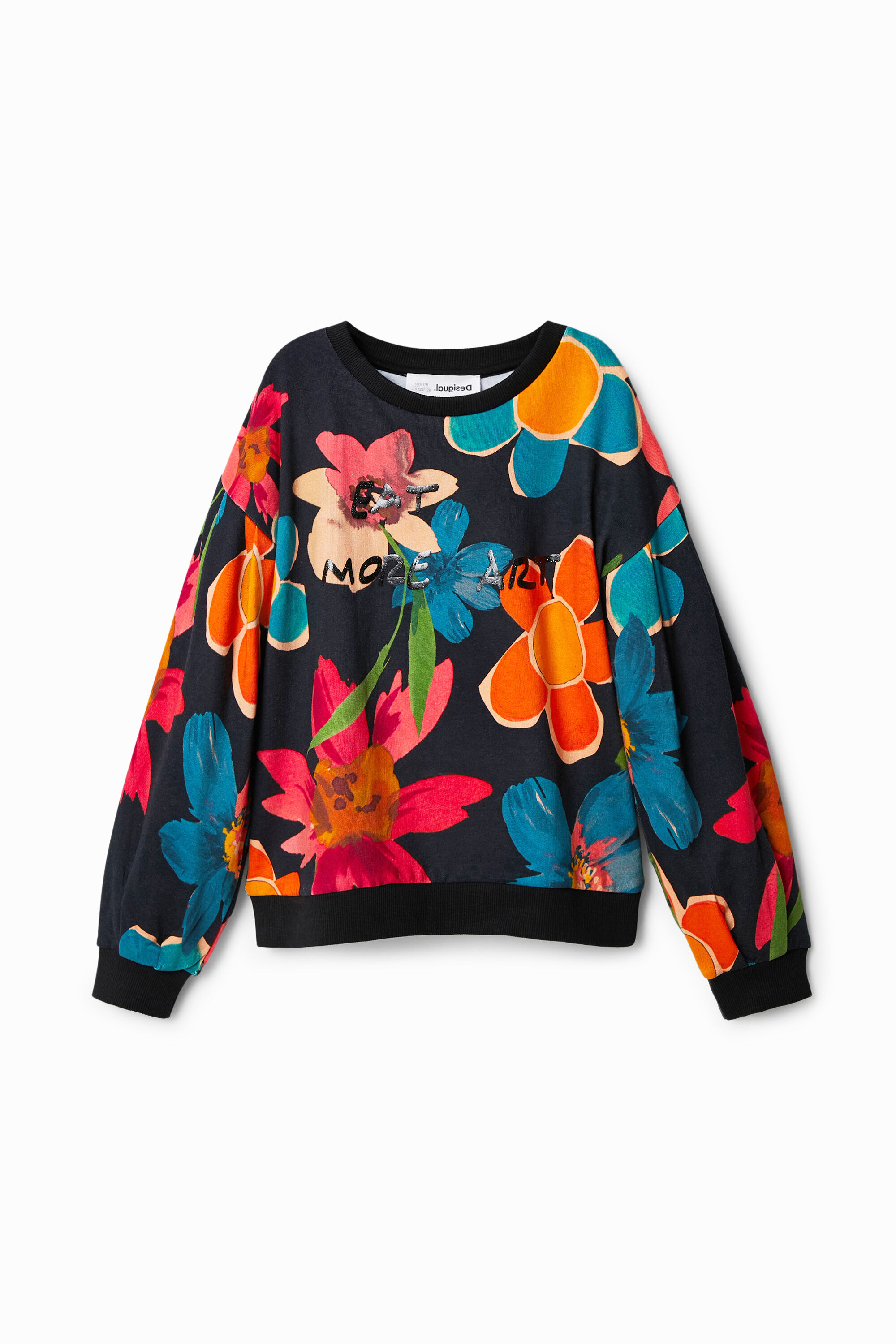 Floral oversize sweatshirt - BLACK - 11/12