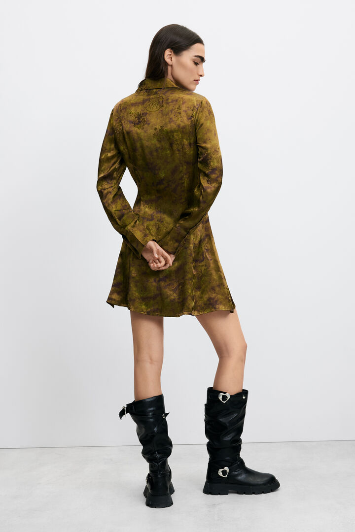 vestido camisa curto estampado