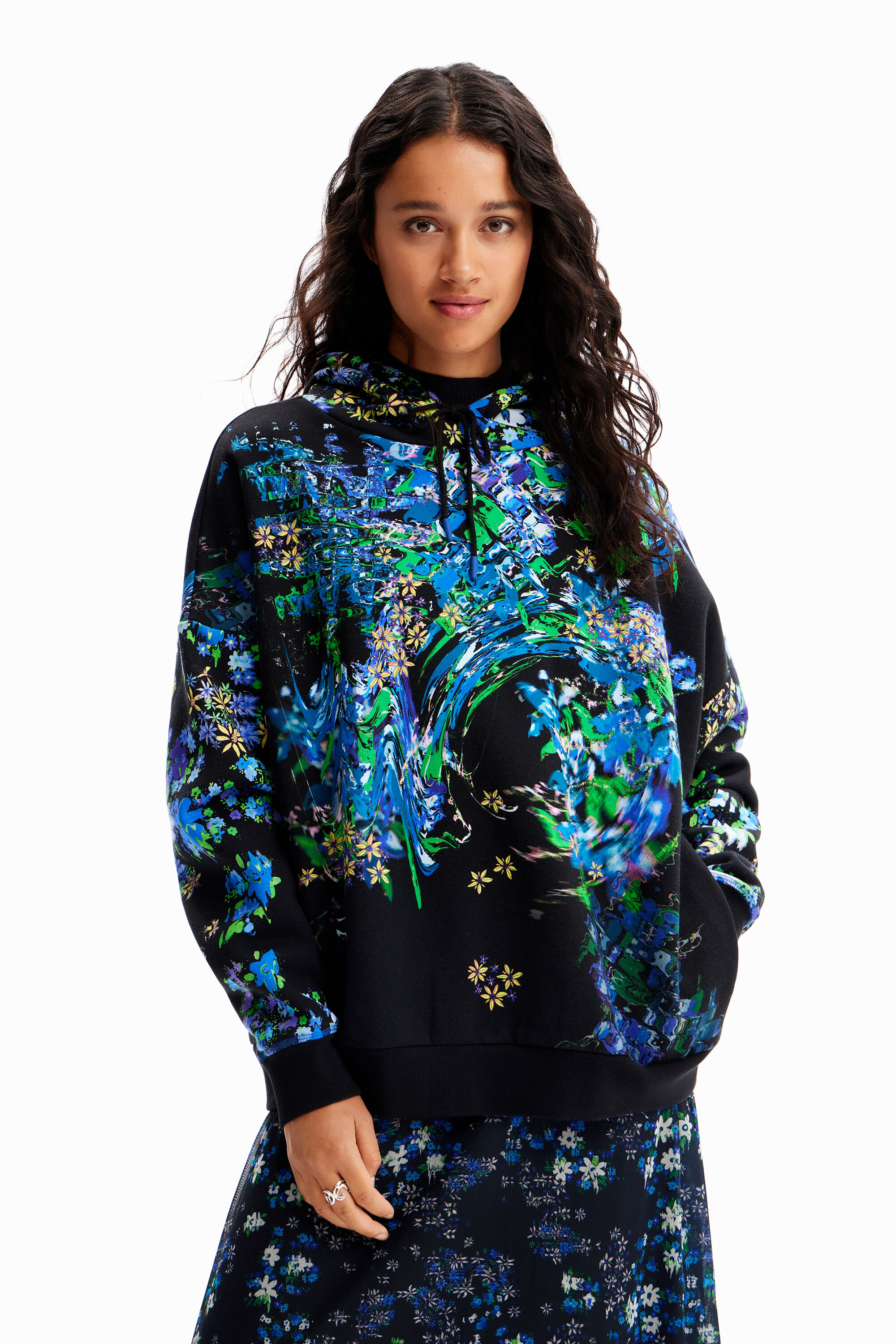 Desigual Oversize floral hoodie