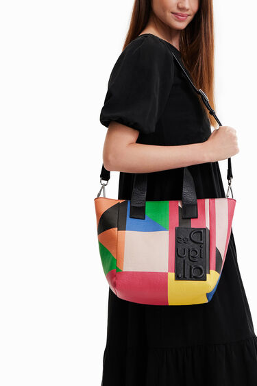 Pisana nakupovalna torba z geometrijskim vzorcem | Desigual