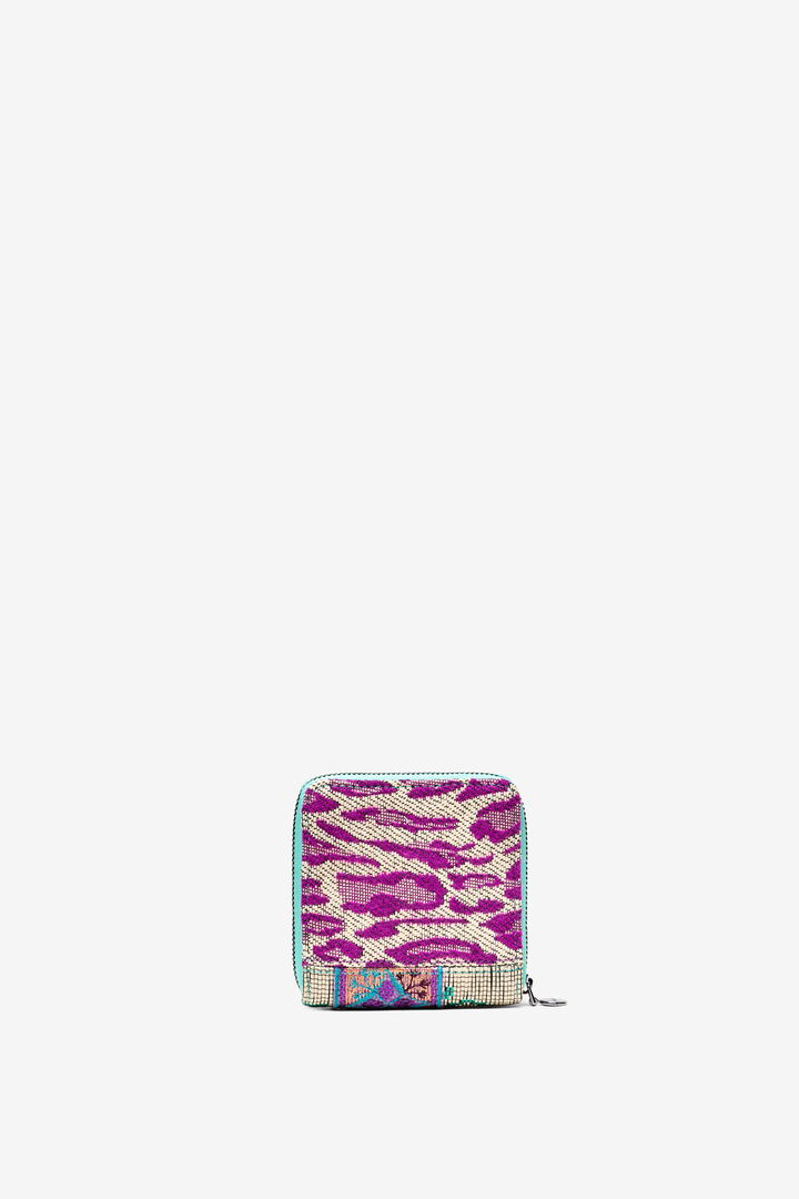 Monedero patch animal, rafia y encaje | Desigual