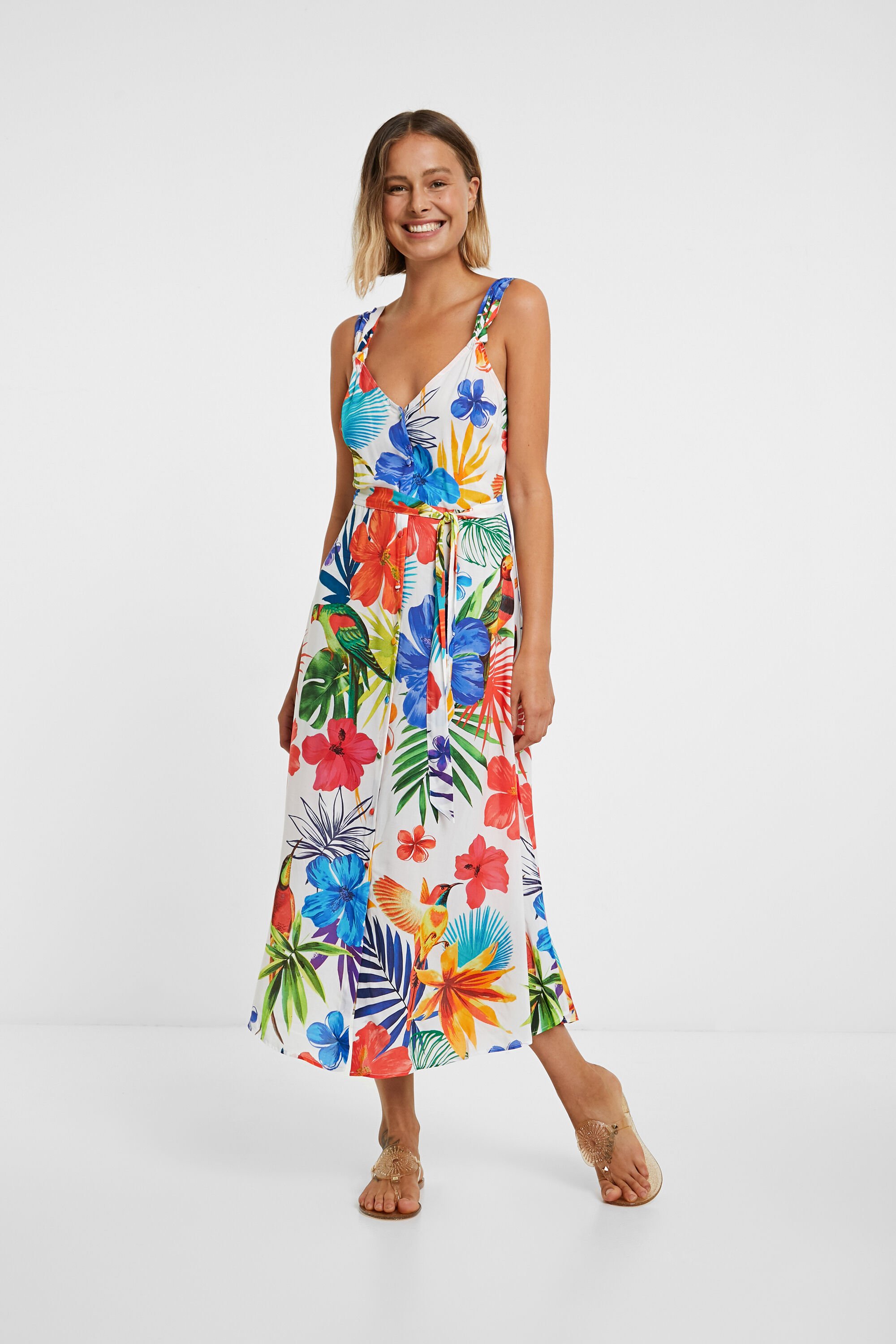 Vestido playero largo y floral