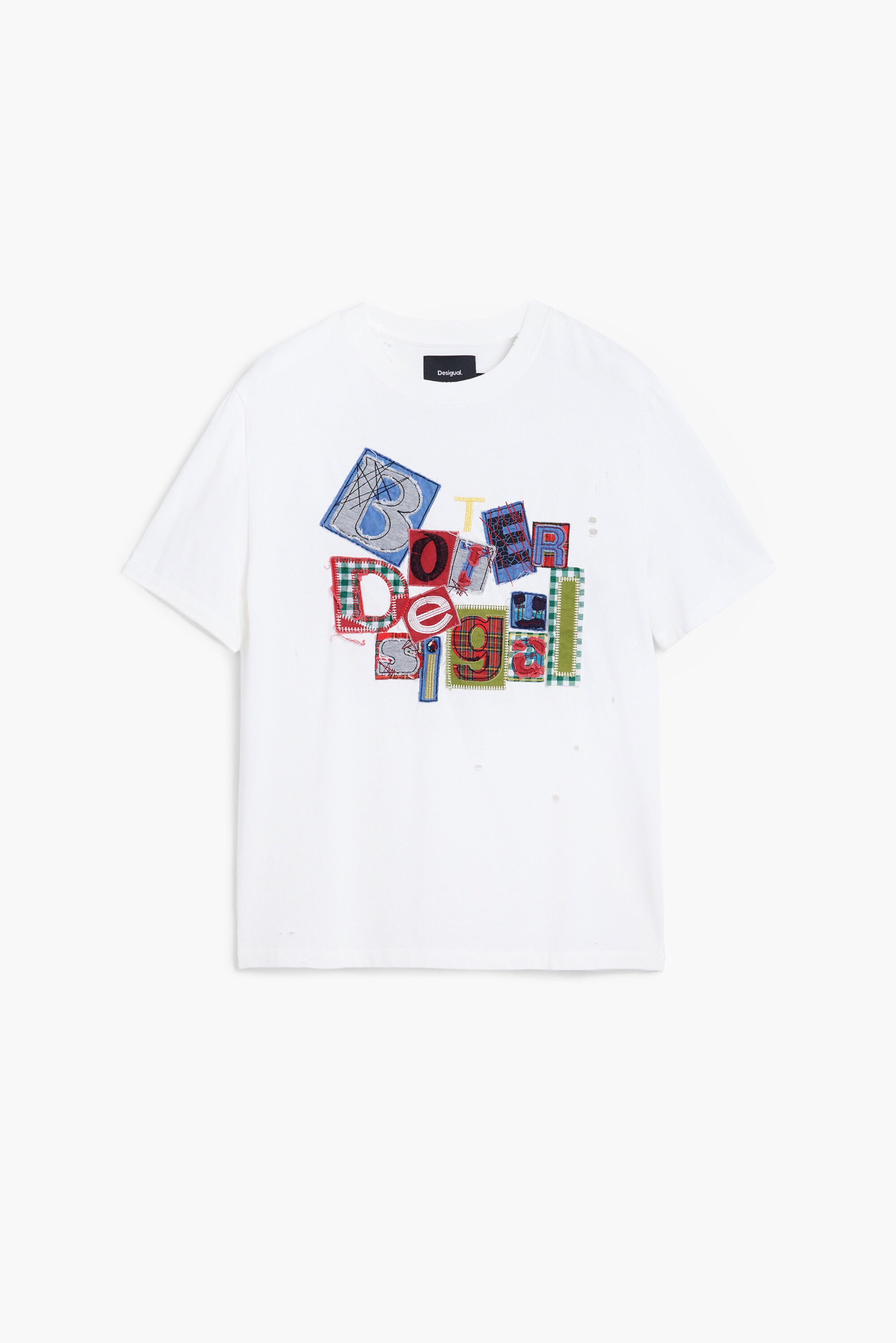 Desigual, T-shirt met korte mouwen patch Botter, Katoen, Wit, XS