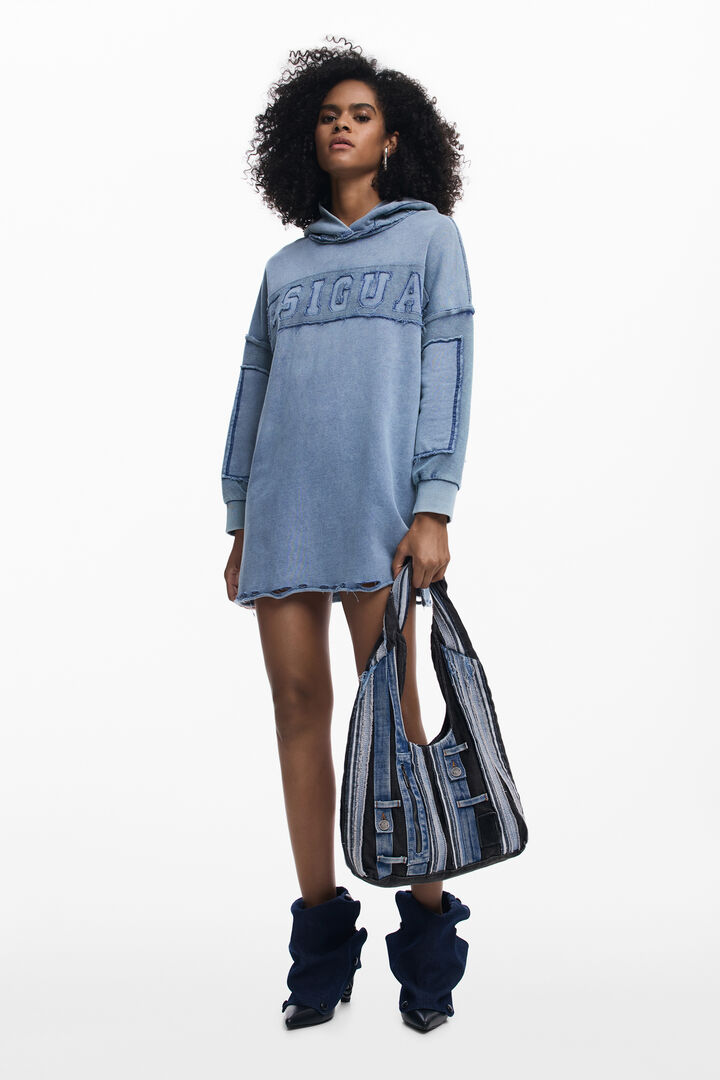 Sac moyen ovale en denim patch | Desigual