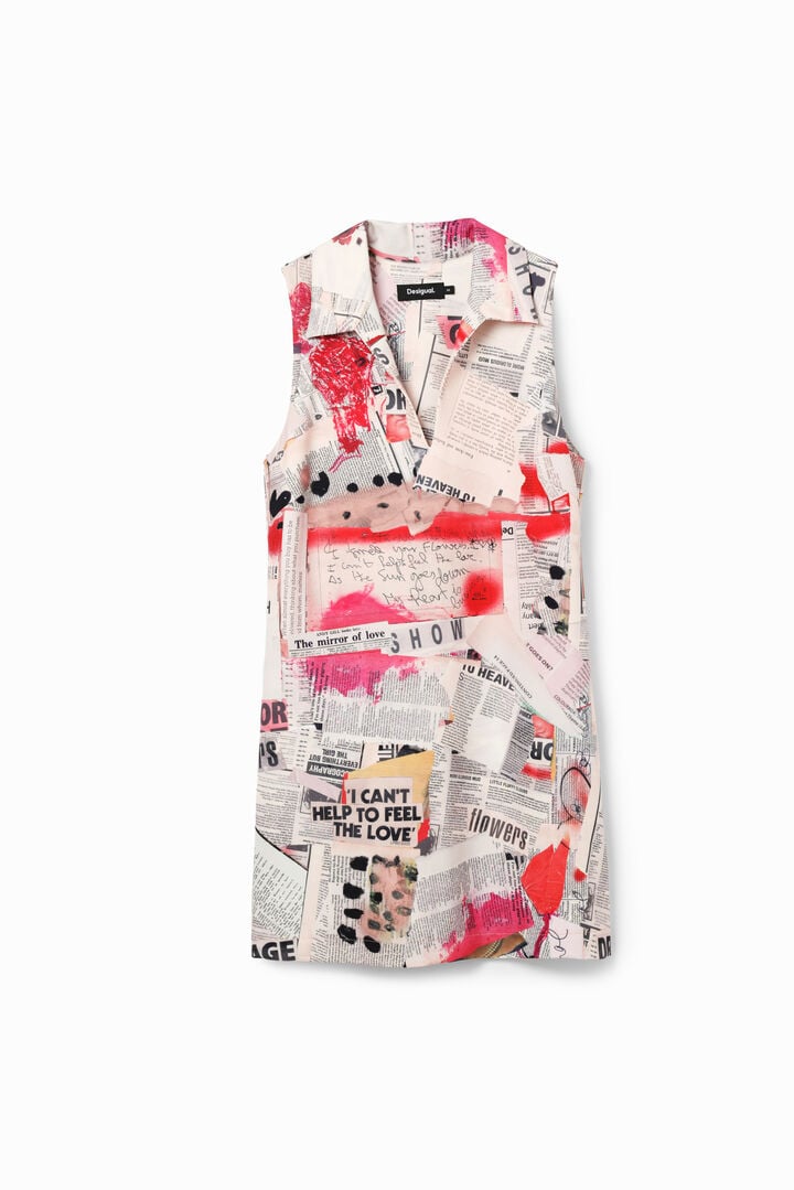Újságpapír mintás pólóruha | Desigual