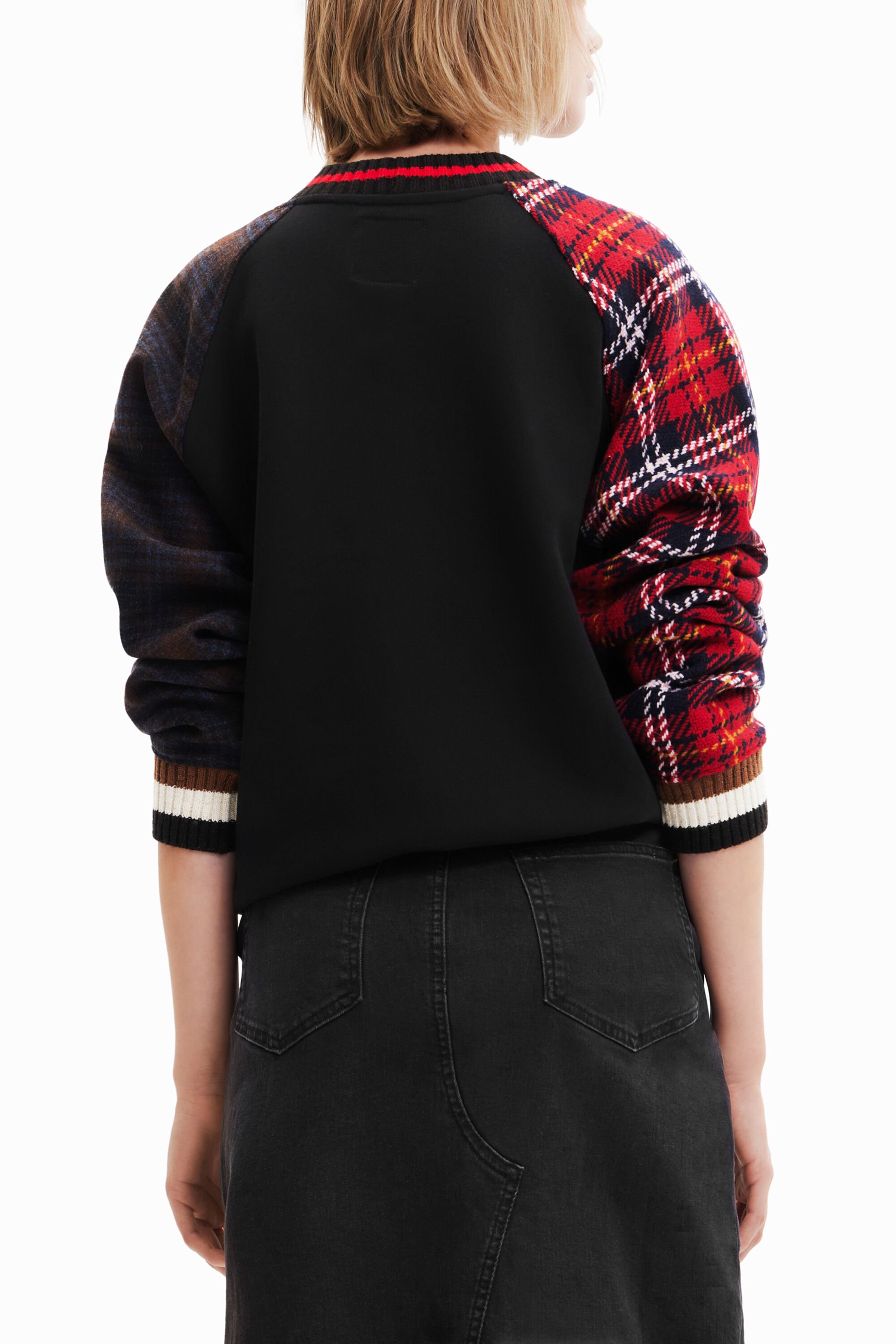 Checkered sleeve sweatshirt clearance