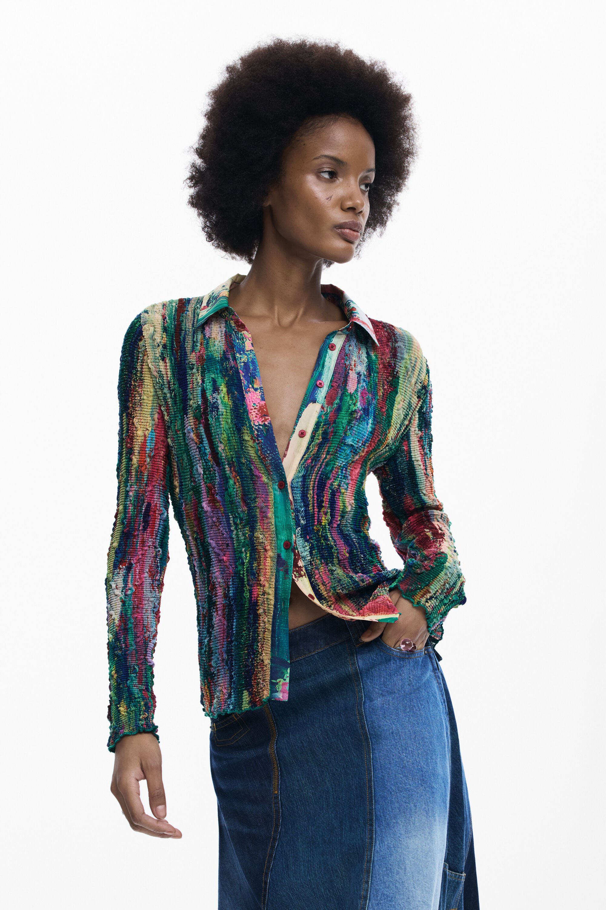 Desigual Overhemd met arty print - MATERIAL FINISHES
