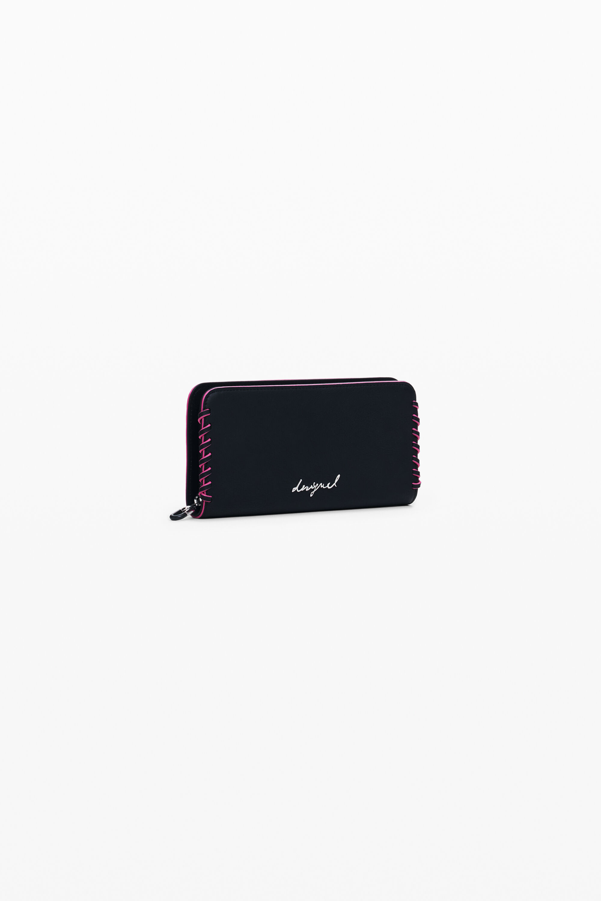 Desigual Medium Braided Faux Leather Wallet In Black