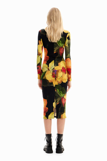 Vestit midi slim flors | Desigual