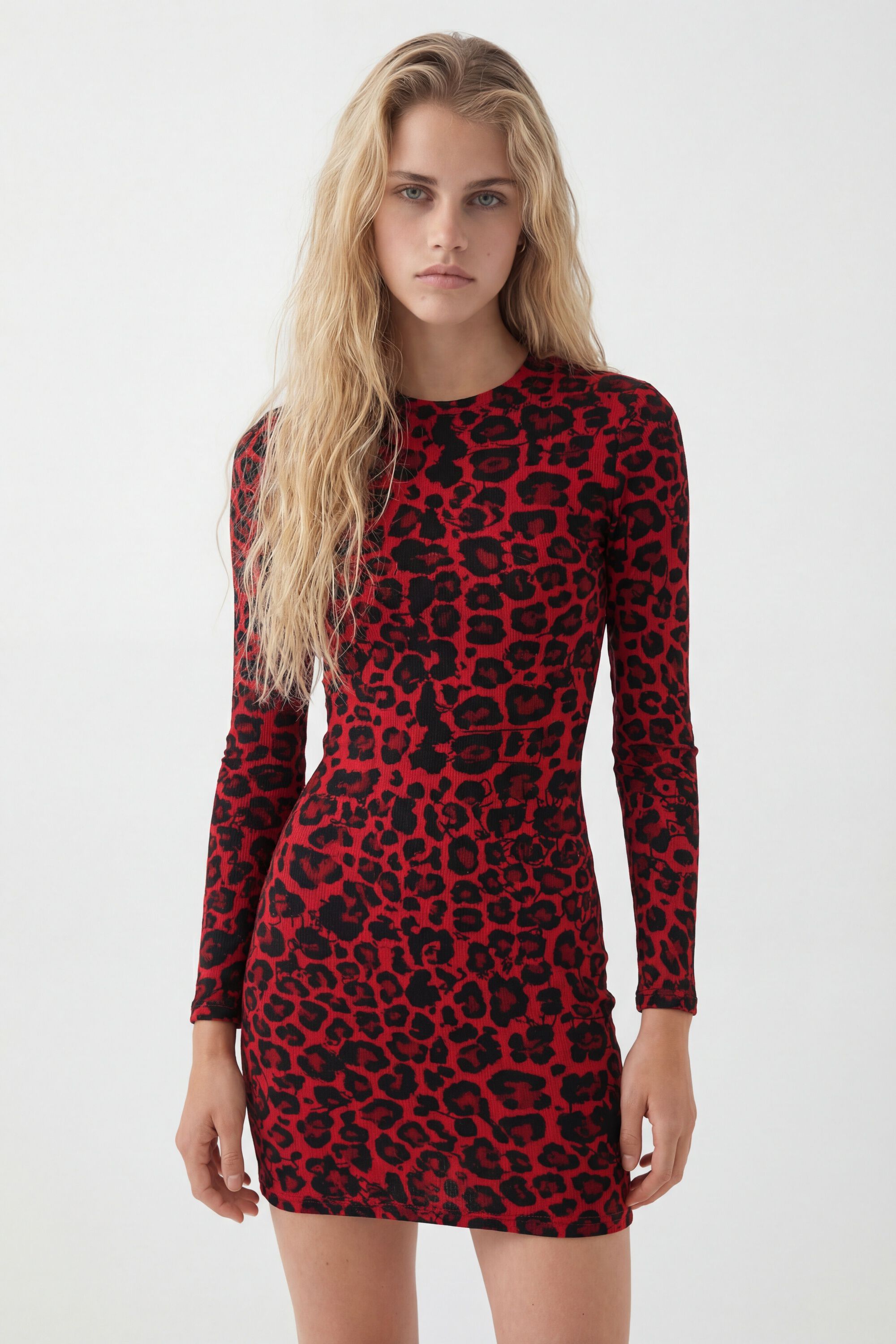 Desigual, Kurzes Kleid Slim Fit Leo-Print, Viskose, Rot, XL