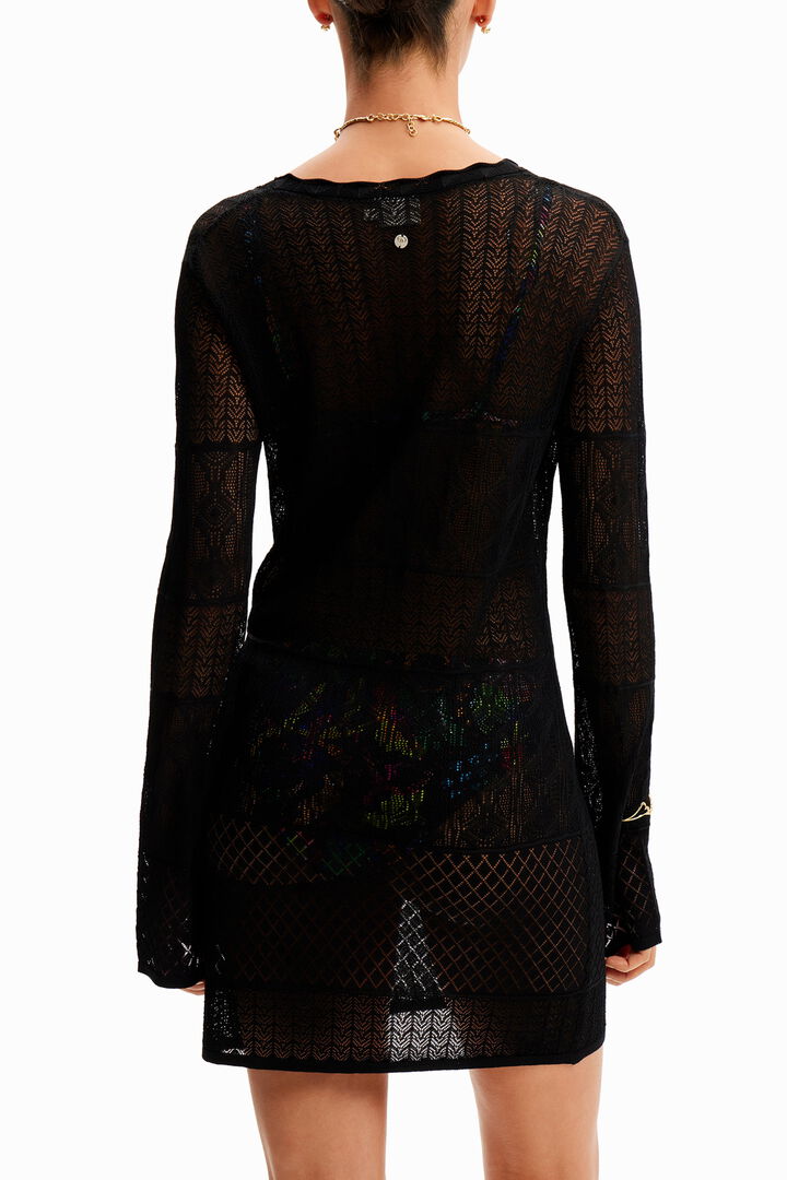 Robe tunique courte motif ajouré | Desigual