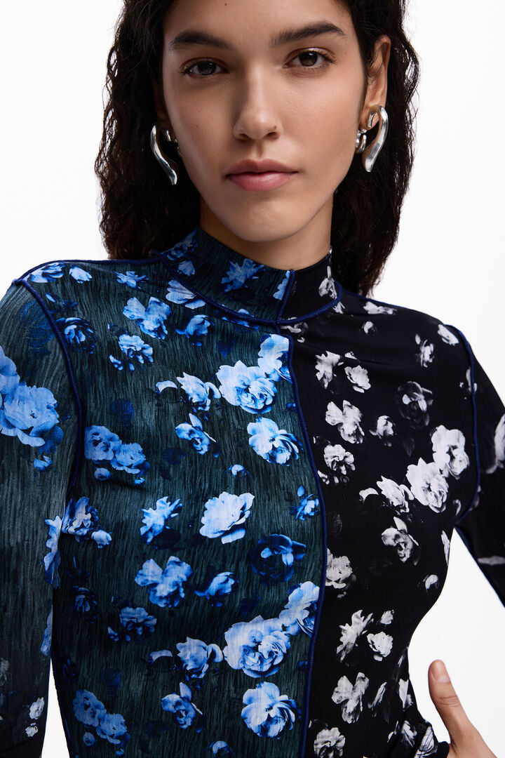 Two-tone floral T-shirt | Desigual