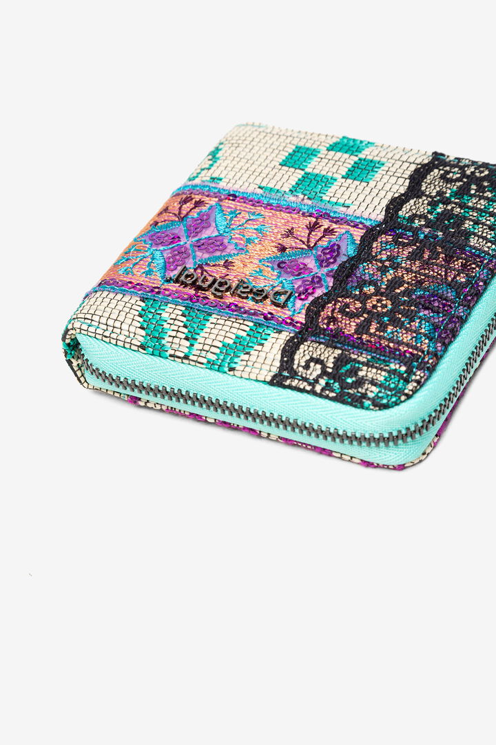 Monedero patch animal, rafia y encaje | Desigual