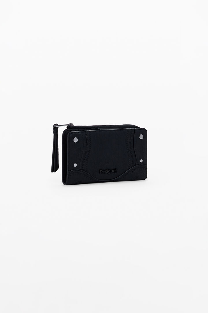 Porte-monnaie effet cuir brodé moyen | Desigual