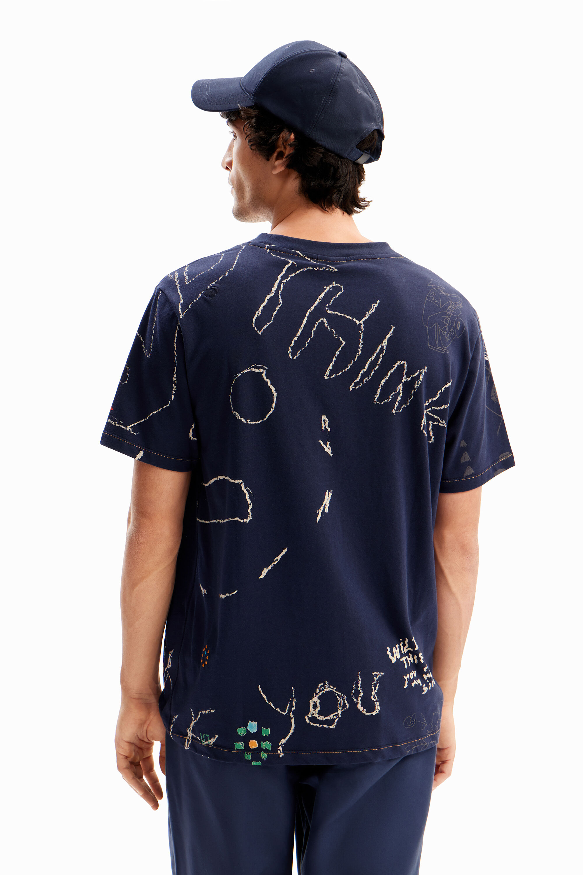Shop Desigual Arrow Illustration T-shirt In Blue