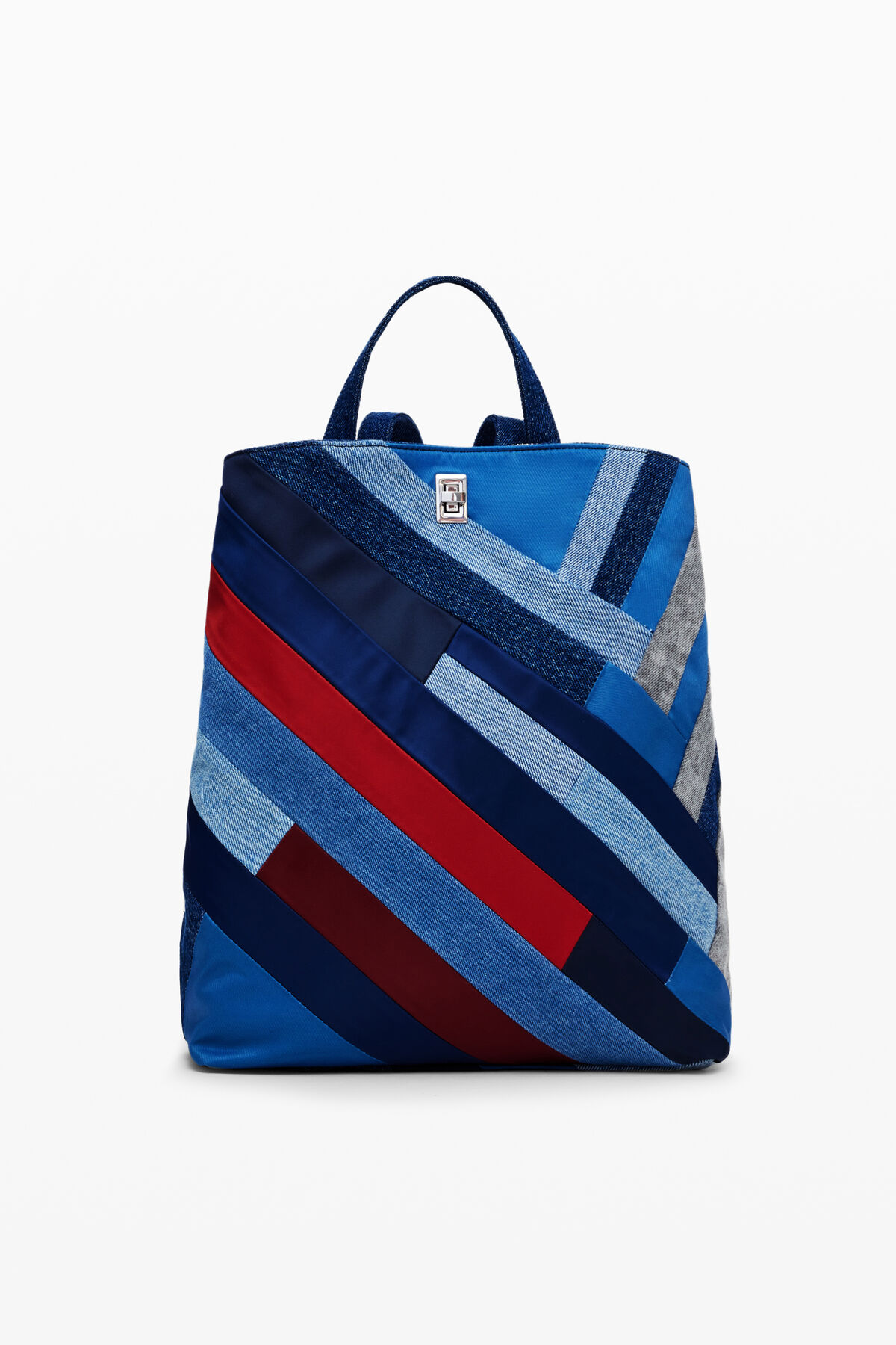 Denim patch backpack women display picture 1
