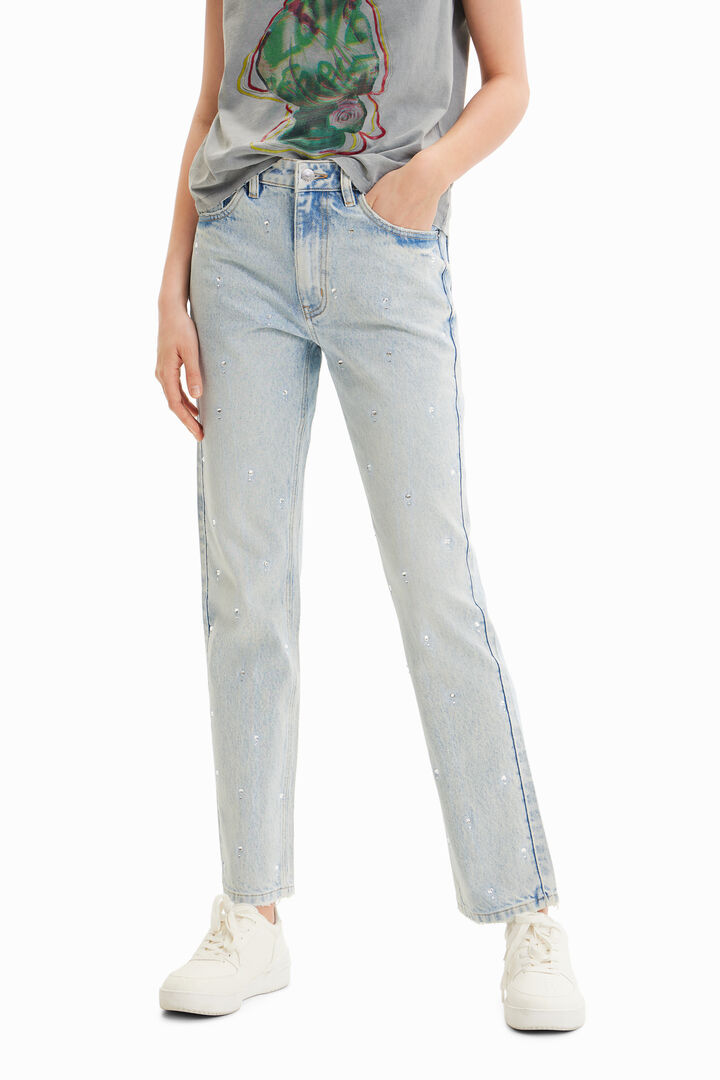 Rhinestone straight jeans | Desigual