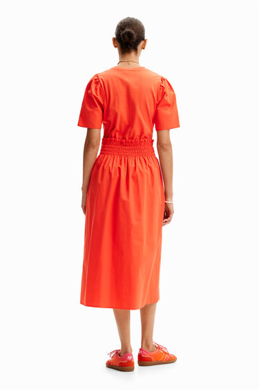 Sukienka łączona midi w jednolity deseń | Desigual