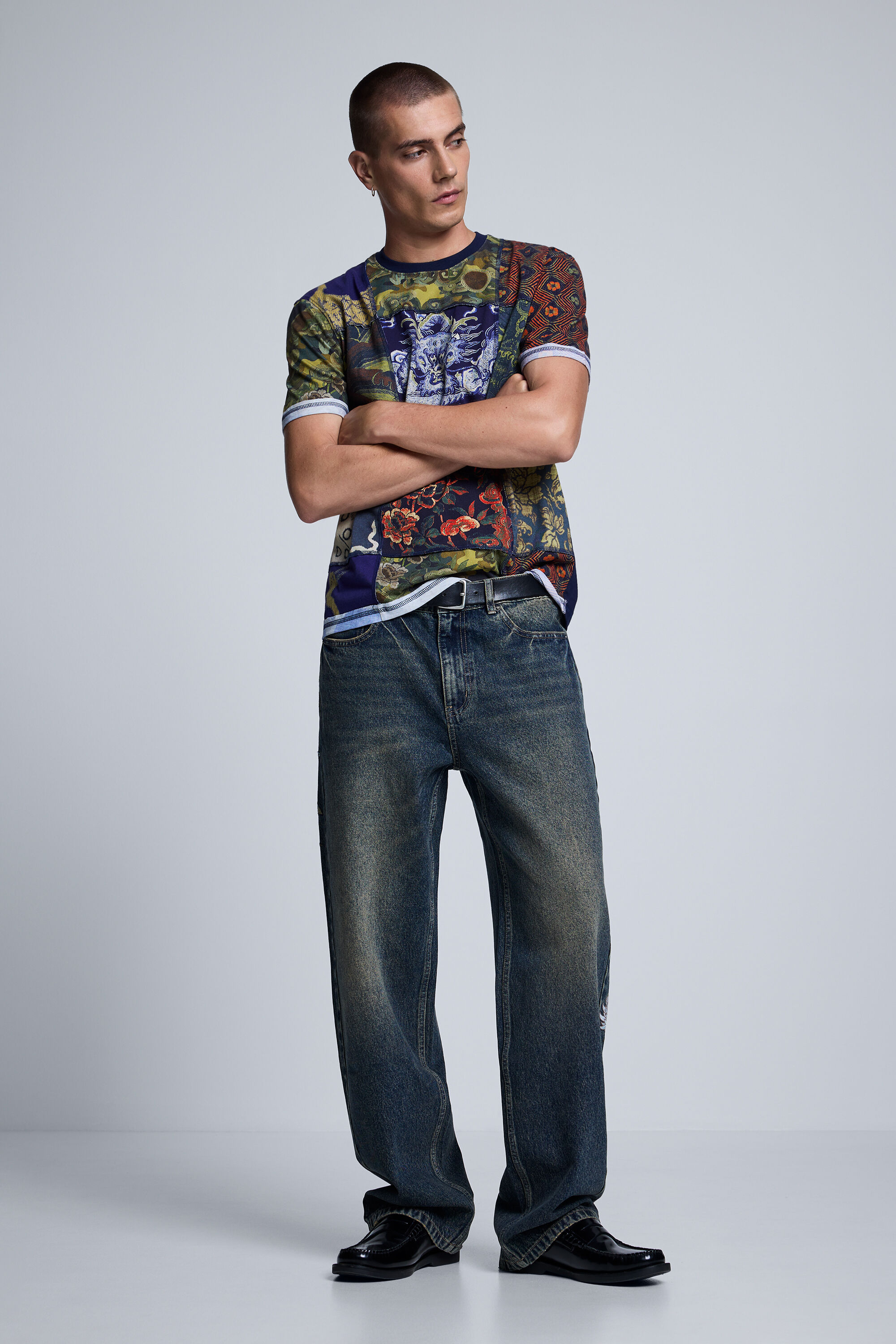 Desigual, Pantalón Vaquero Bordado, Hombre, Algodon, Azul, 28