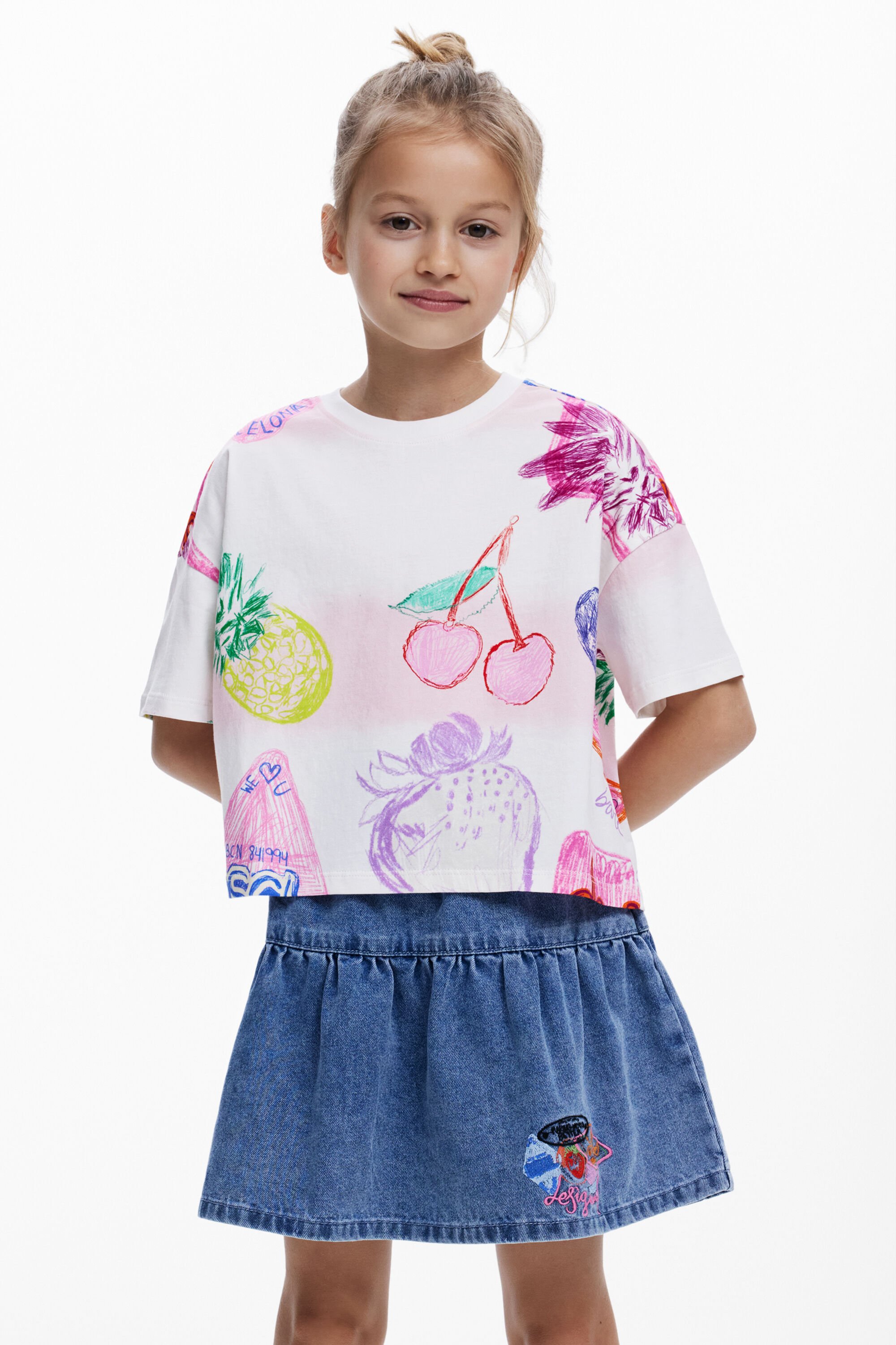 Cropped T-Shirt mit Aufdrucken