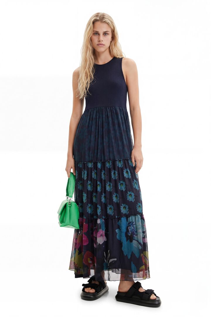 Long combination tulle dress | Desigual