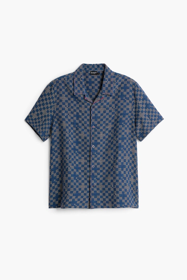 Baton Color:blue Blue checkered shirt blue for men I Desigual.com